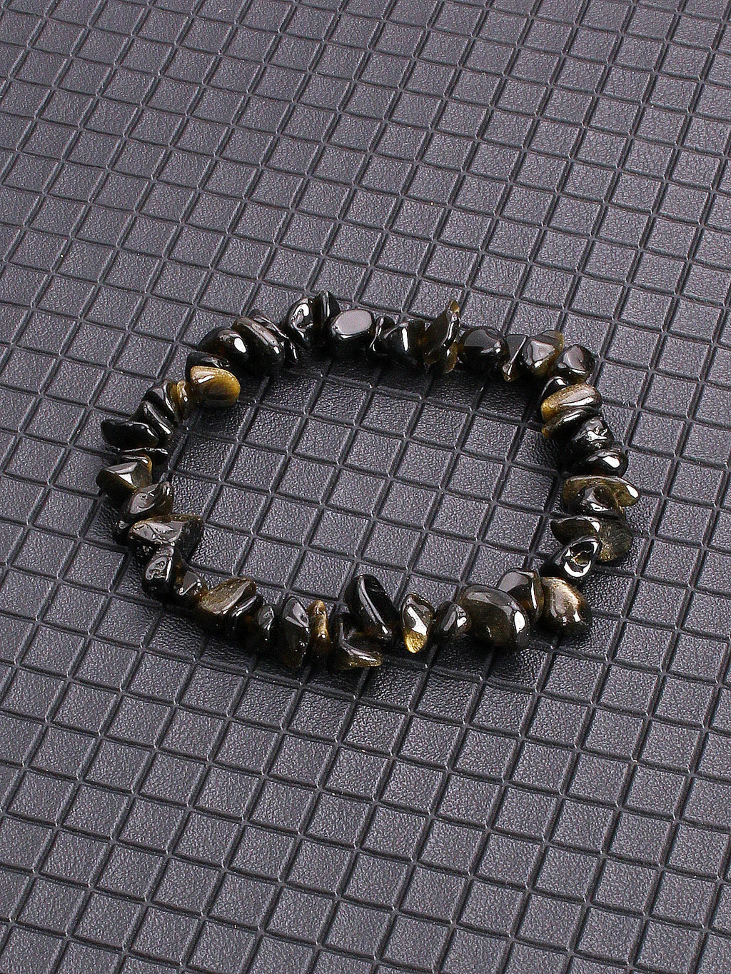 ✨ Natural Gold Color Obsidian Crushed Stone Beads Bracelet – Protection & Deep Grounding Energy Jewelry