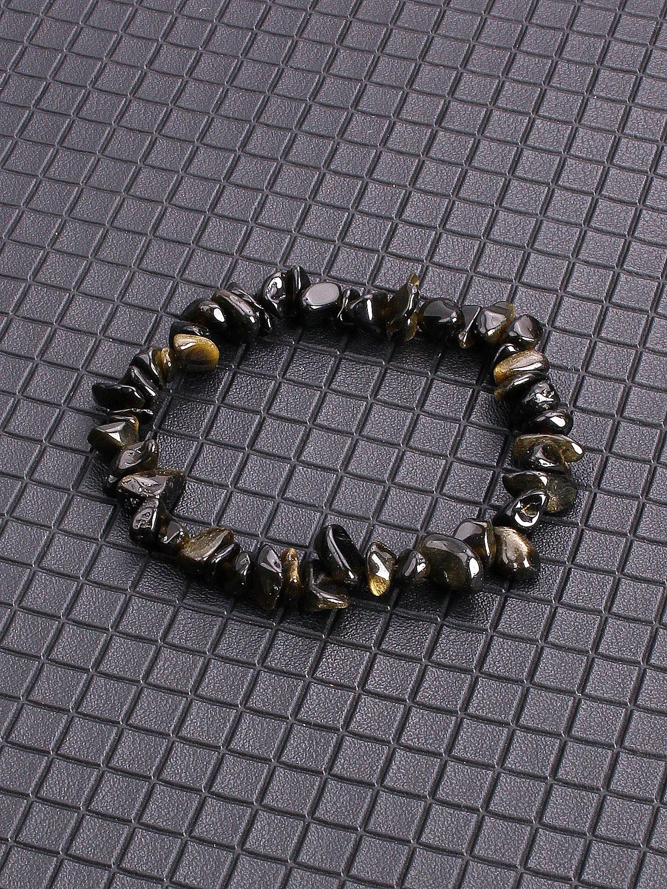 ✨ Natural Gold Color Obsidian Crushed Stone Beads Bracelet – Protection & Deep Grounding Energy Jewelry