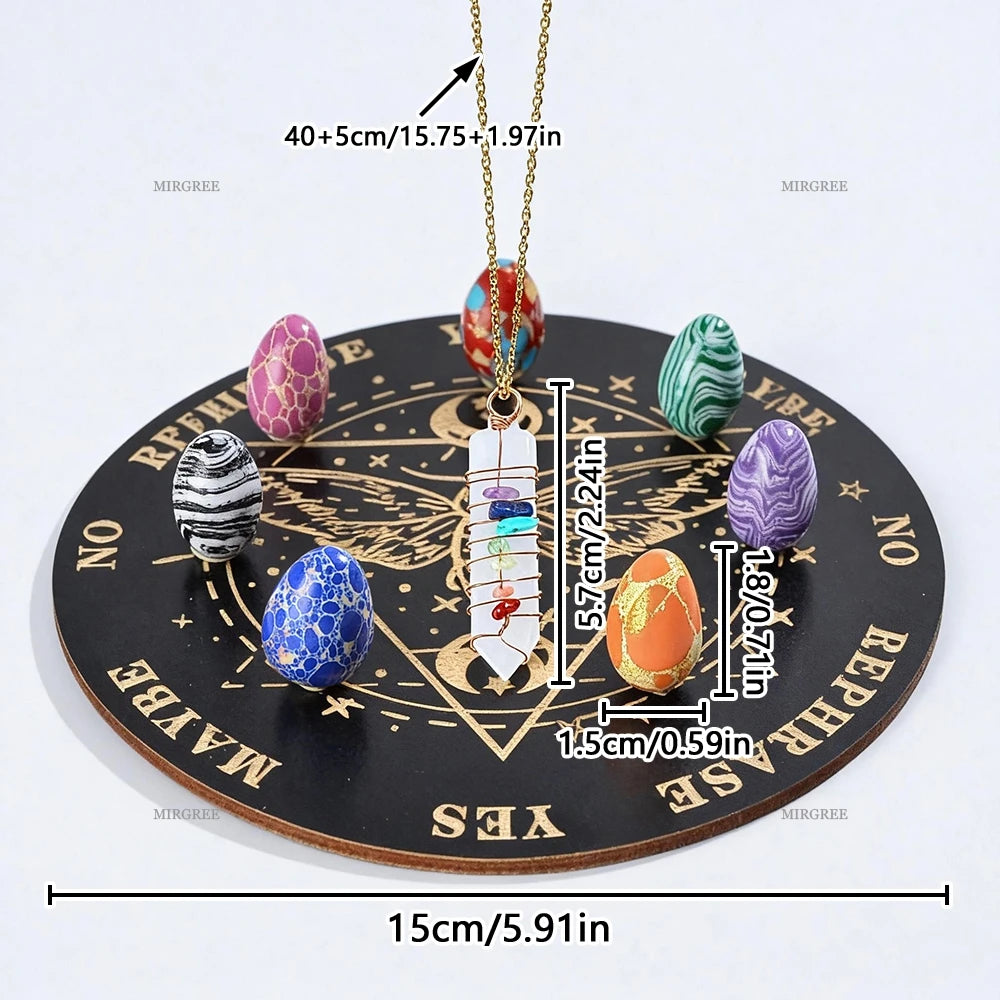 🔮 9pcs Crystal Pendulum Divination Set – Includes Decision Board & Gemstone Egg | Guidance Tool & Witchcraft Supplies | Free Shipping style e