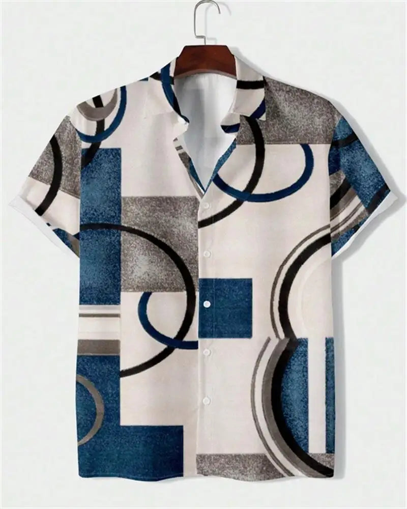 🎨 The Geometric 3D Block Masterpiece: Premium Men's Color-Block Hawaiian Shirt – High-Definition Digital Print, Breathable Short-Sleeve Button-Down, and Inclusive Oversized Silhouette (Up to 5XL) CS2024AQ2700