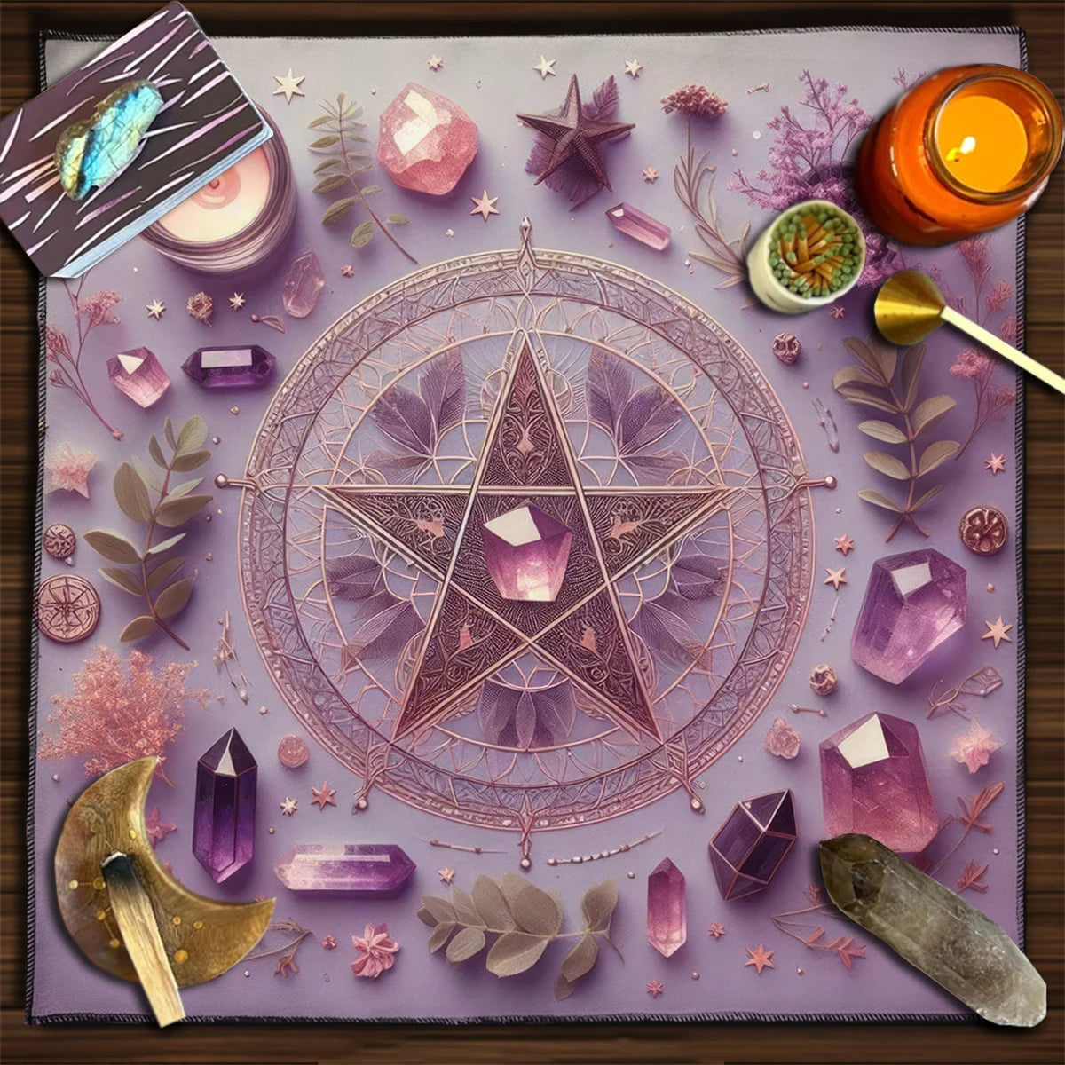 🃏 Colorful Flower of Life Tarot Tablecloth – Mandala Celestial Energy Altar Cloth for Astral Divination, Tarot Mat & Mystical Home Decor TLB (851)