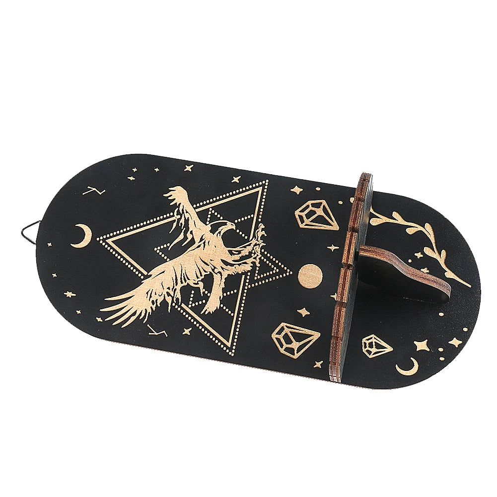 Boho Wooden Wall Bracket Floating Shelf – Hand-Carved Crystal & Candle Holder Display Stand for Spiritual and Decorative Use