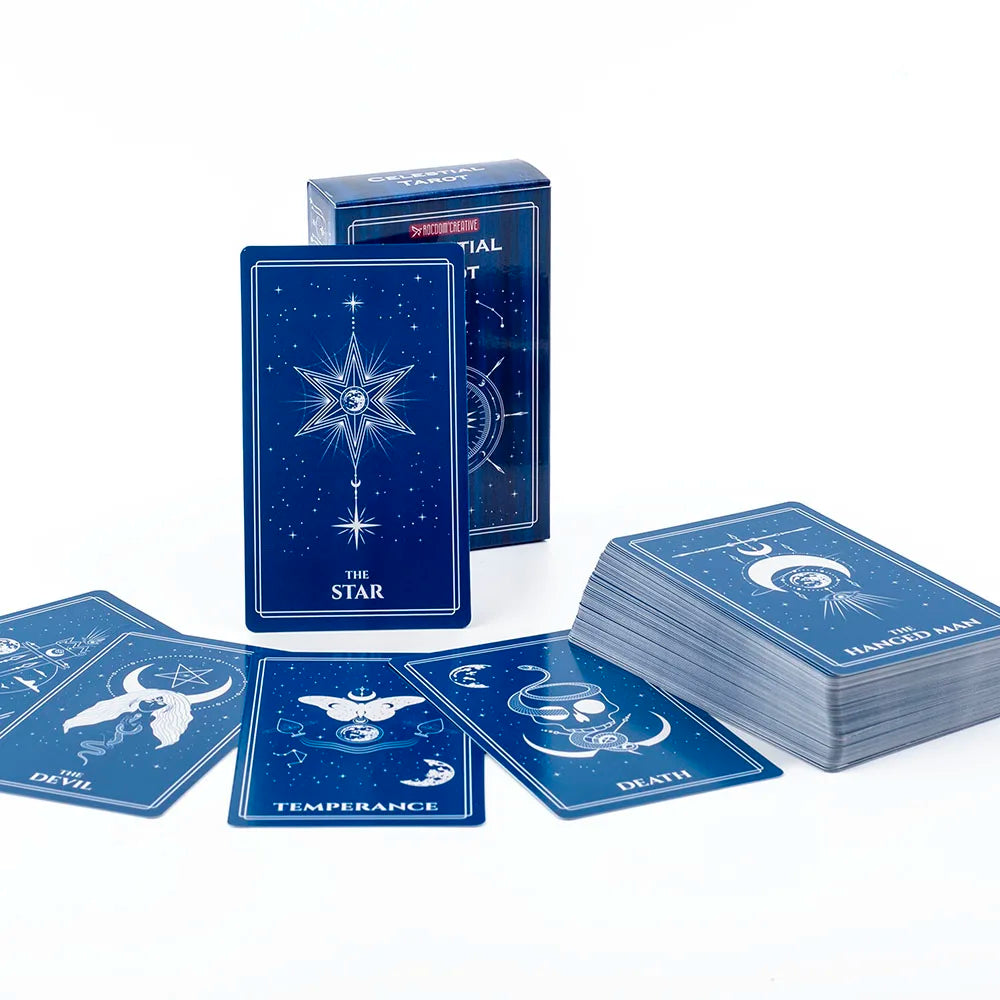 ✨ Celestial Tarot Deck – 78 Cards | Cosmic & Mystical Divination Deck | Zodiac & Astrology Inspired | Compact 10.3 x 6 cm Size | Board Game & Meditation Use | English Guidebook Included