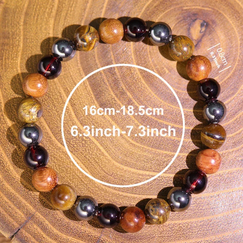 Power Triple Protection Balance Energy Crystal Bracelets for Men Women Tigers Eye Hematite Black Obsidian stone bangles
