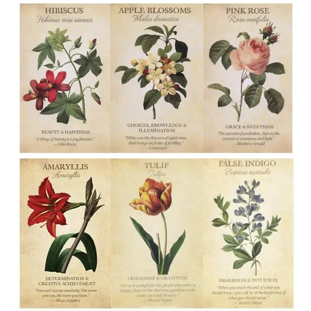 Botanical Inspiration Oracle Cards – 45-Card English Deck with PDF Guidebook for Personal Use & Board Games