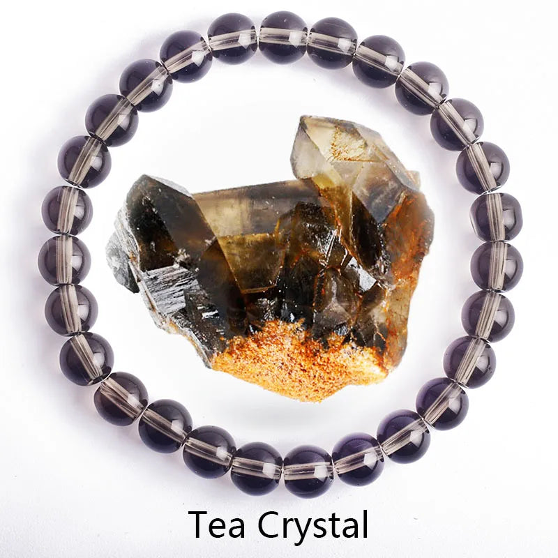 ✨ Natural Stone Protection Bracelet – Dragon Blood Beads, Quartz & Onyx Stretch Jewelry for Men & Women – Healing Reiki & Yoga Energy Bracelet 35 Tea Crystal
