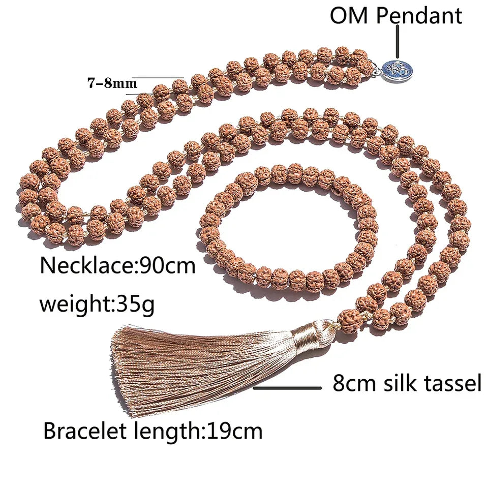 🕉️ The "Tears of Shiva" Collection: Authentic 5-Mukhi Rudraksha Knotted 108 Mala & Bracelet