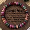 ✨ Multicolor Tourmaline Bracelet – Natural Bead Stone Chain Elastic Bangle for Women & Men – Fashionable Party Jewelry