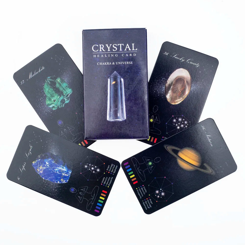 Crystals Healing Cards – 60-Card English Oracle Deck with Crystal & Zodiac Cards for Divination & Party Games