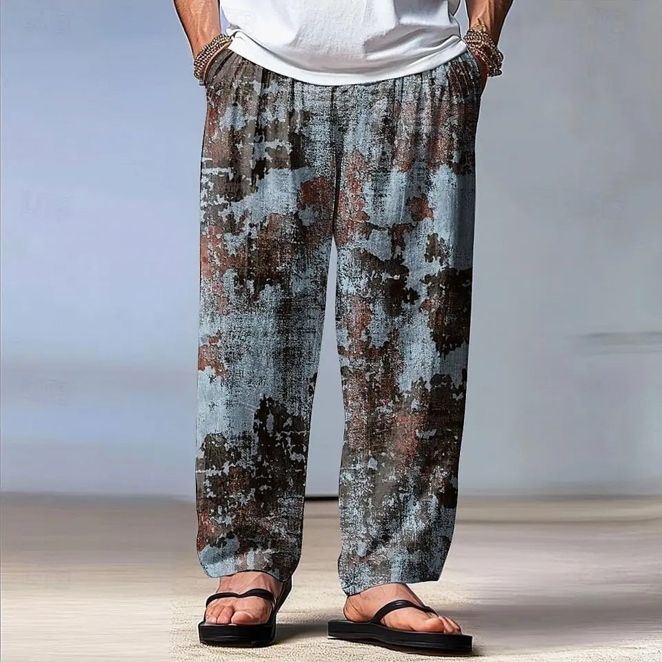 🎨 The Abstract Visionary: Premium Men’s Fall 2025 Wide-Leg Trousers – High-Definition Retro Abstract Graphic Print, Mid-Waist Elastic Drawstring Fit, and Sophisticated Urban-Relaxed Outdoor Lounge Pants