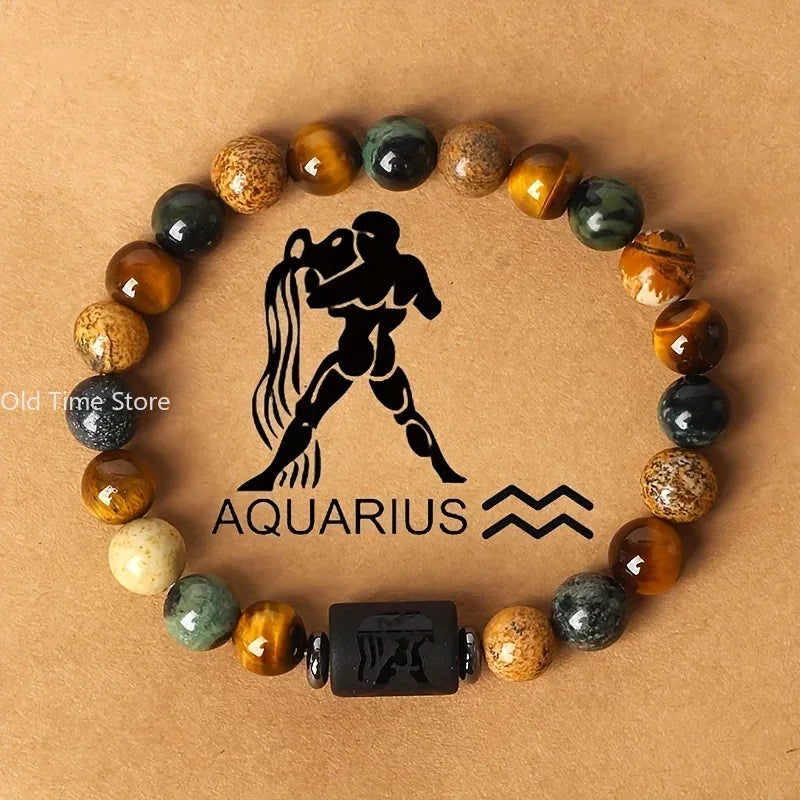 🐅 The "Cosmic Warrior" Zodiac Bracelet: Golden Tiger Eye Constellation Talisman (Men & Women) SP