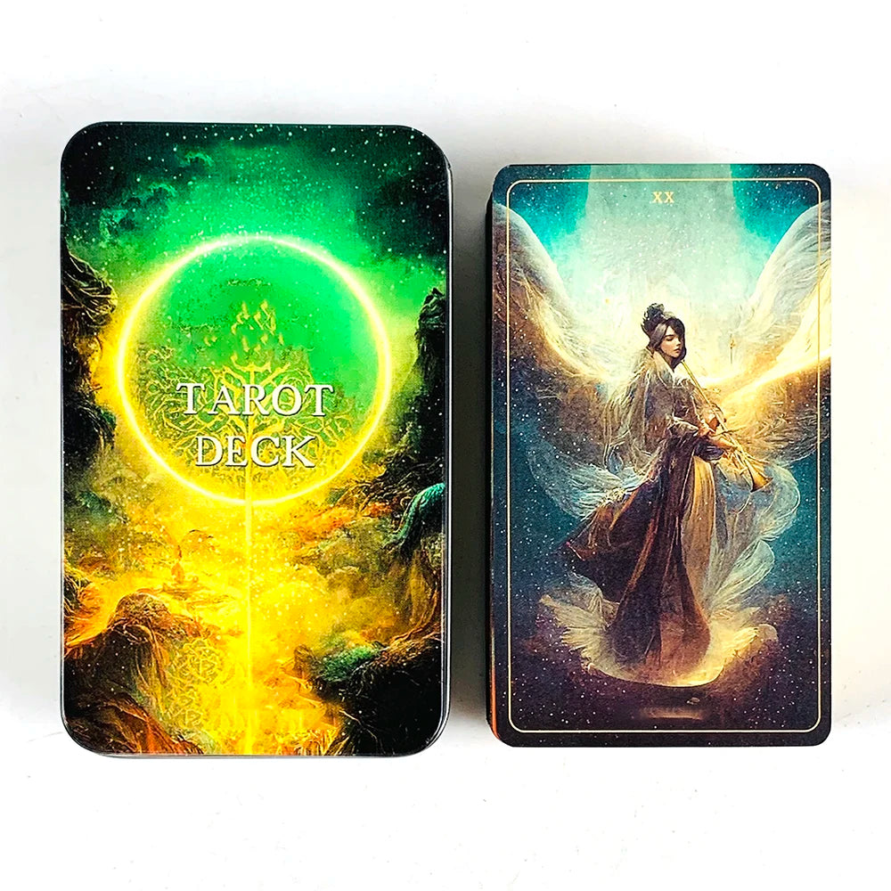 🃏 High-Quality Tarot Deck with Tin Box Packaging – 78 Cards with Gilded Edges and Paper Guidebook for Fate Divination, Party Games, and Holiday Fun