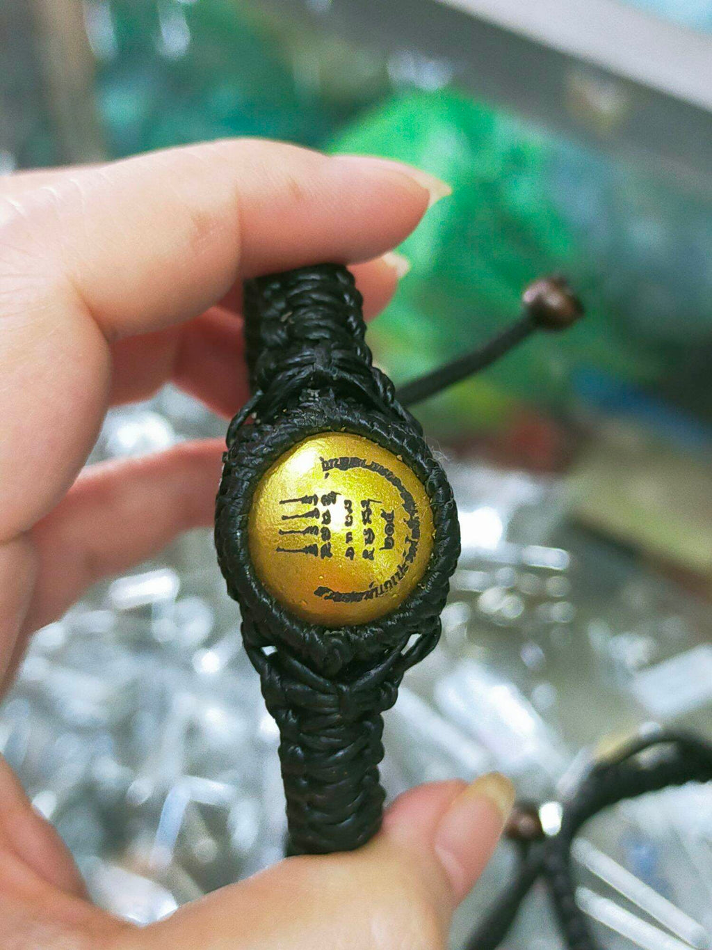 Authentic Braided Cord Bracelet with Luk Om Plik Duang by Luang Pu Sila - Spiritual Luck and Protection Charm