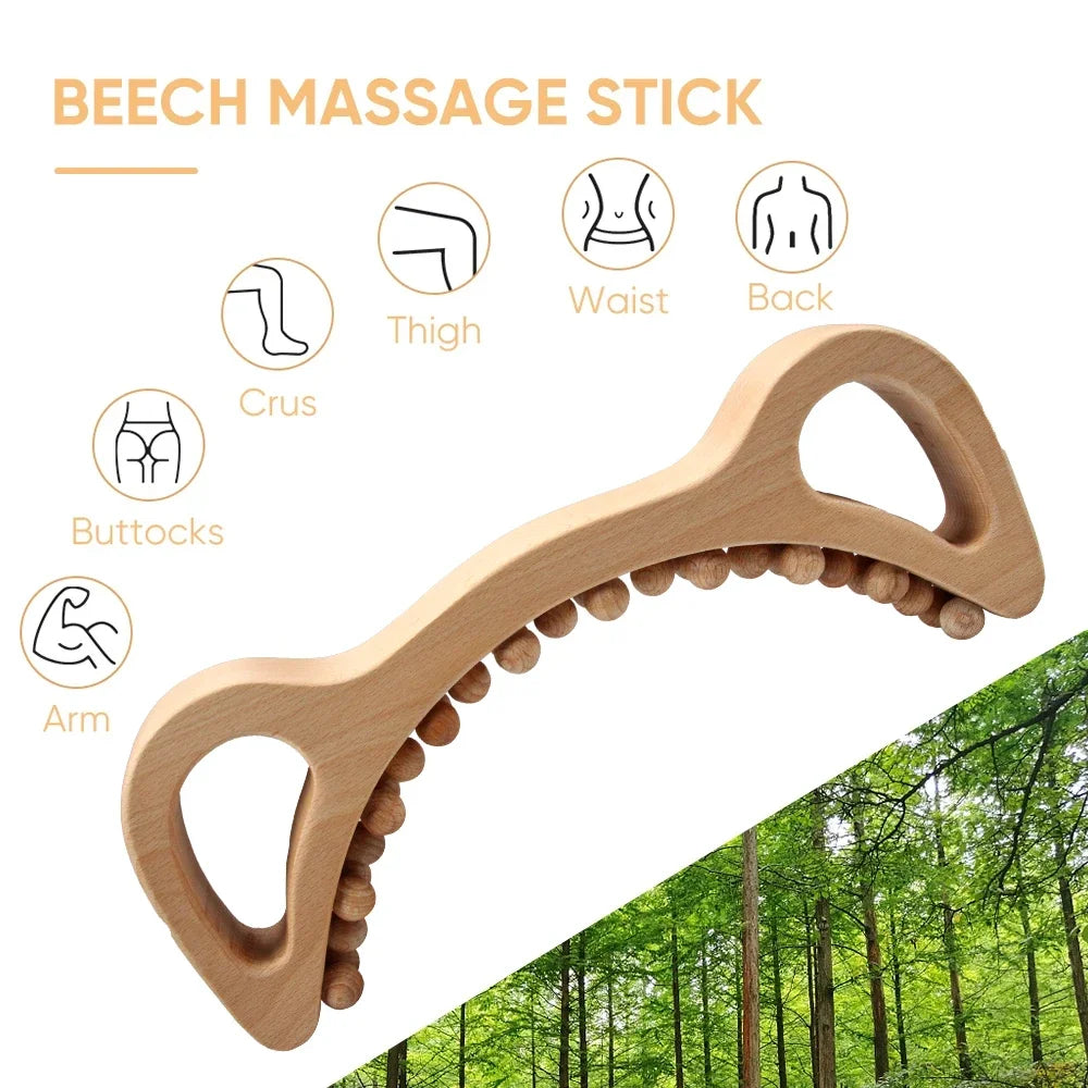 Wooden Trigger Point Massage Brush – Wood Therapy Tool for Cellulite Reduction, Lymphatic Drainage & Body Sculpting﻿