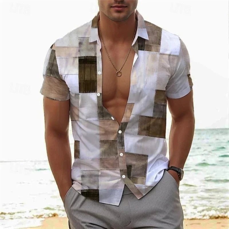 ✨ The Vintage Essence 3D Masterpiece: Premium Men's Soft-Touch Short-Sleeve Button-Up – High-Definition Retro Graphic Print, Breathable Summer Comfort Fabric, and Sophisticated Tailored Silhouette BSLTH246813057