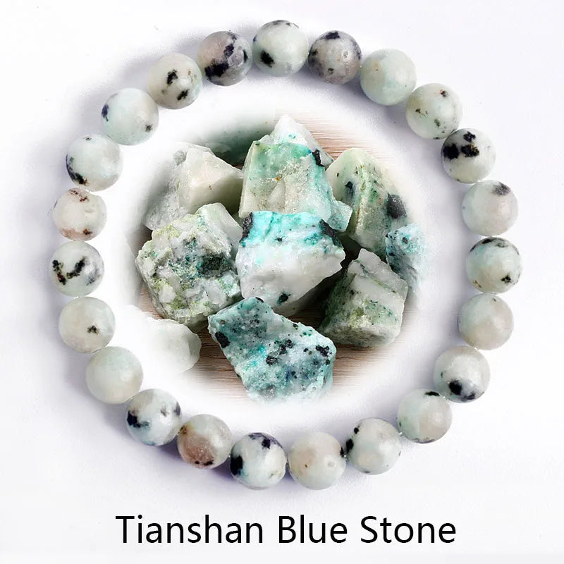 ✨ Natural Stone Protection Bracelet – Dragon Blood Beads, Quartz & Onyx Stretch Jewelry for Men & Women – Healing Reiki & Yoga Energy Bracelet 33 Tianshan Blue