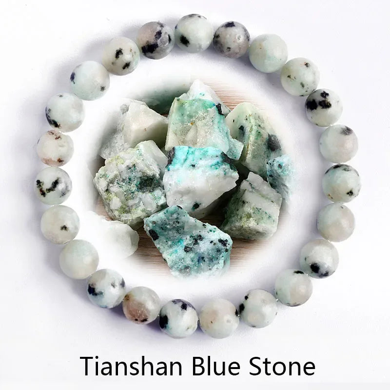 ✨ Natural Stone Protection Bracelet – Dragon Blood Beads, Quartz & Onyx Stretch Jewelry for Men & Women – Healing Reiki & Yoga Energy Bracelet 33 Tianshan Blue
