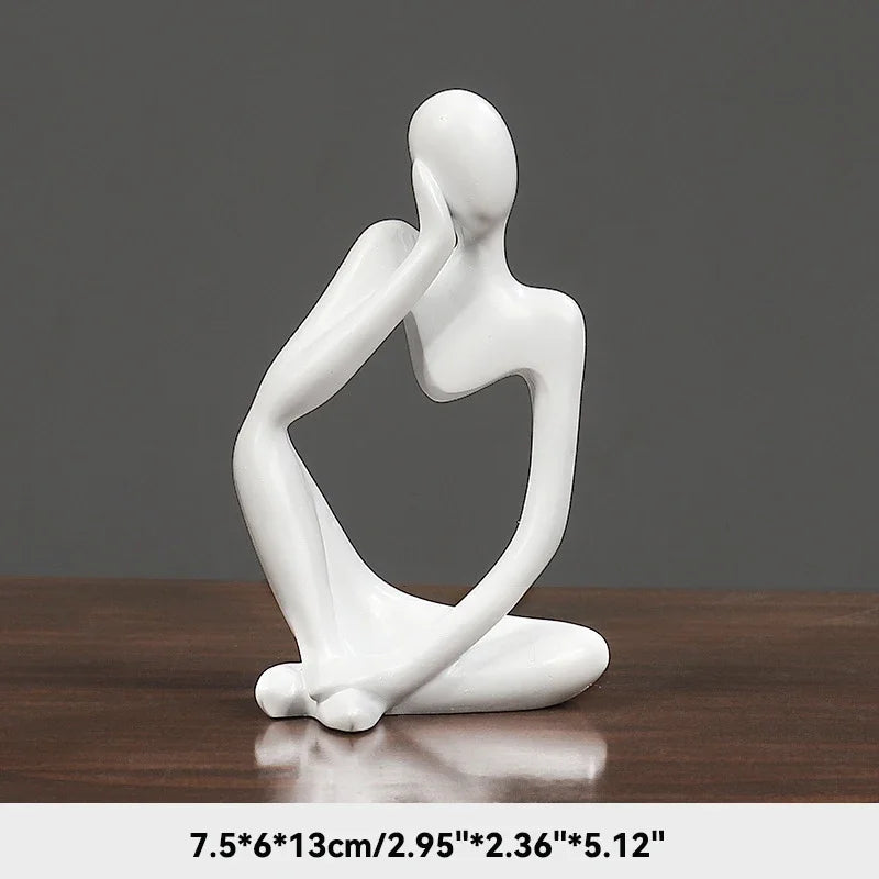 🧘‍♂️ Sand Color The Thinker Abstract Statue – Nordic Style Yoga Figurine for Living Room & Desk Decoration | Maison Home Décor | Free Shipping White 1