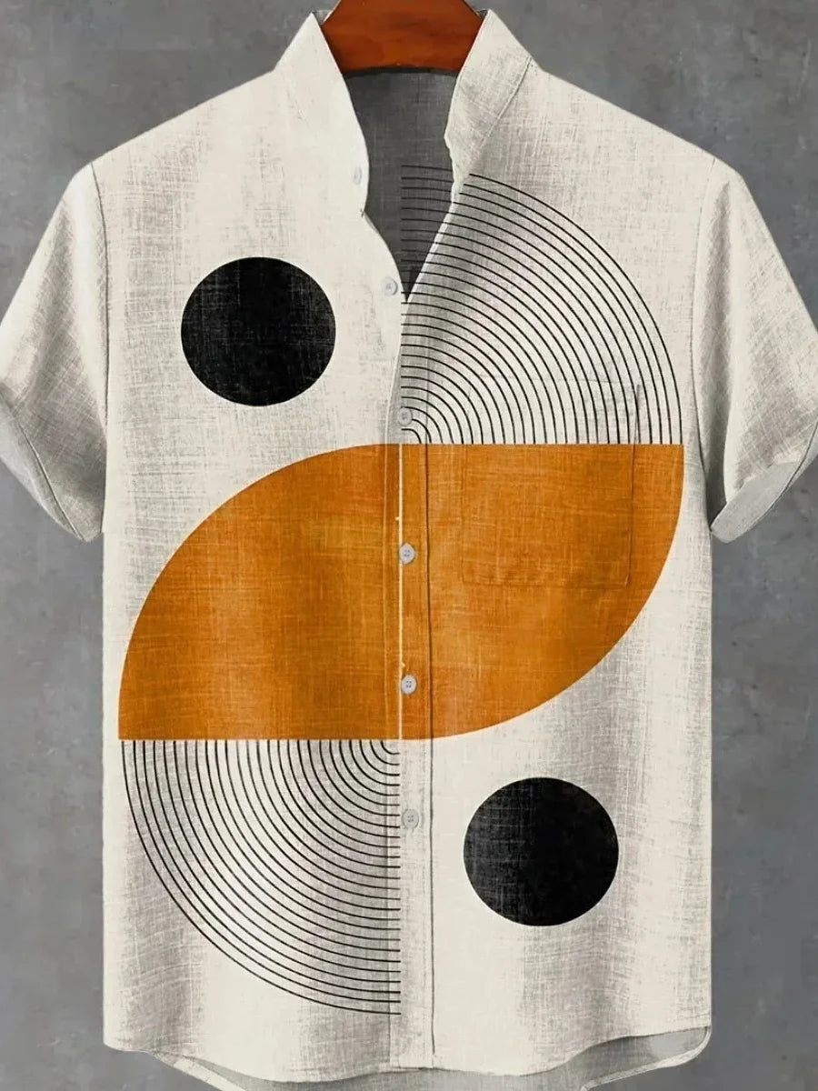 🎨 The Label-Art Heritage Edition: Premium Men’s Artistic Linen Shirt – High-Definition Graphic Label Print, Breathable Organic Cotton-Linen Blend, and Sophisticated Modern-Fit Casual Button-Down ZQ189