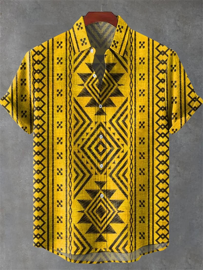 🌿 The Absolute Pure Linen 100%: Men’s Premium Hawaiian Shirt – Short-Sleeve Casual Fashion Print, 100% Organic Flax Linen, Ultra-Breathable Designer Summer Top RF588