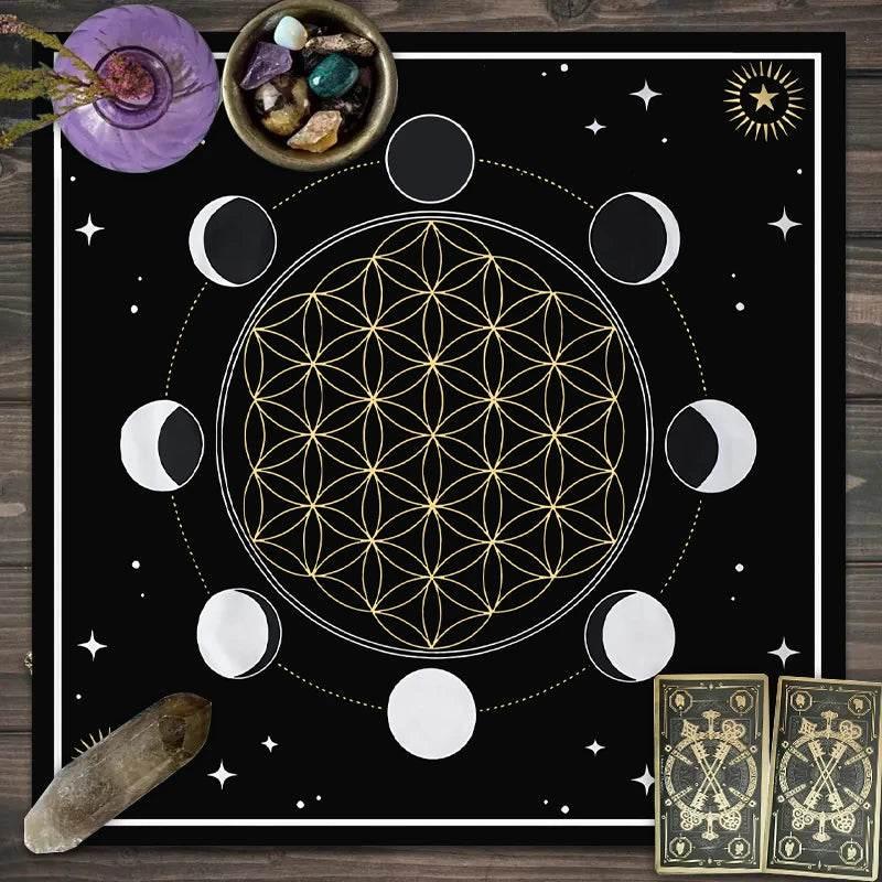 Moon Phase Tarot Card Tablecloth - Gold for Spiritual Readings and Rituals JP187