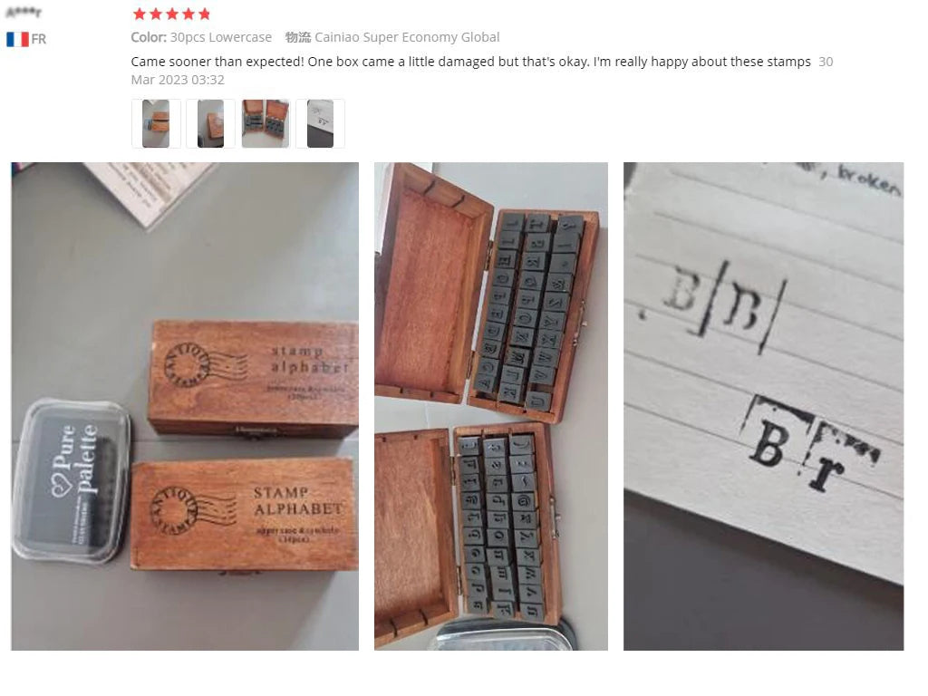 🔤 Wooden Alphabet Letter Stamps Set – Vintage Uppercase & Lowercase Rubber Stamps with DIY Self Ink Pad | Perfect for Diary, Album, Handmade Art & Craft