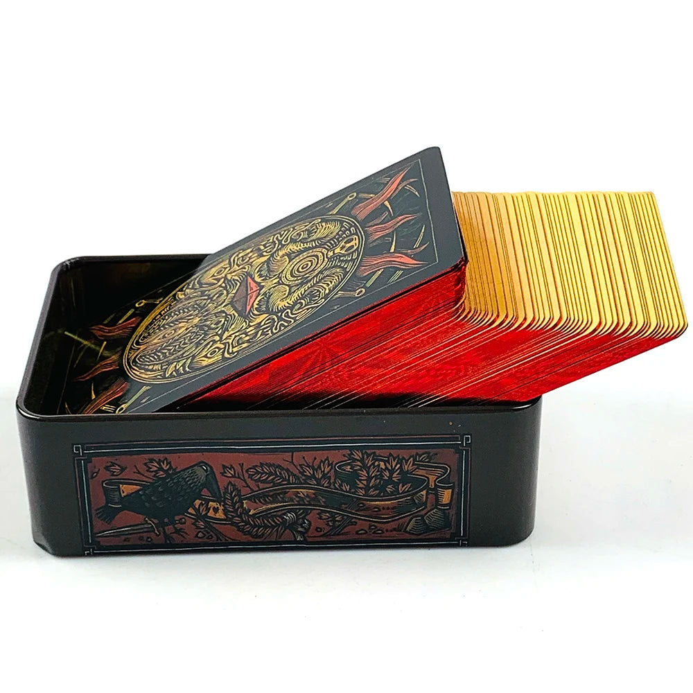 💗 High-Quality Tin Metal Box Tarot Deck – 78 Cards with Gilded Edges & Guidebook