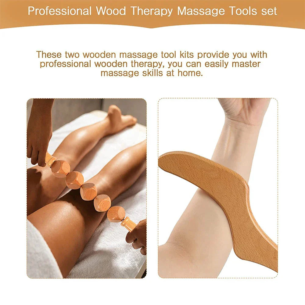 Wood Therapy Fascia Release Massage Tools – Wooden Massage Brush & Gua Sha Body Sculpting Tool for Smooth Meridians and Deep Tissue Relief﻿