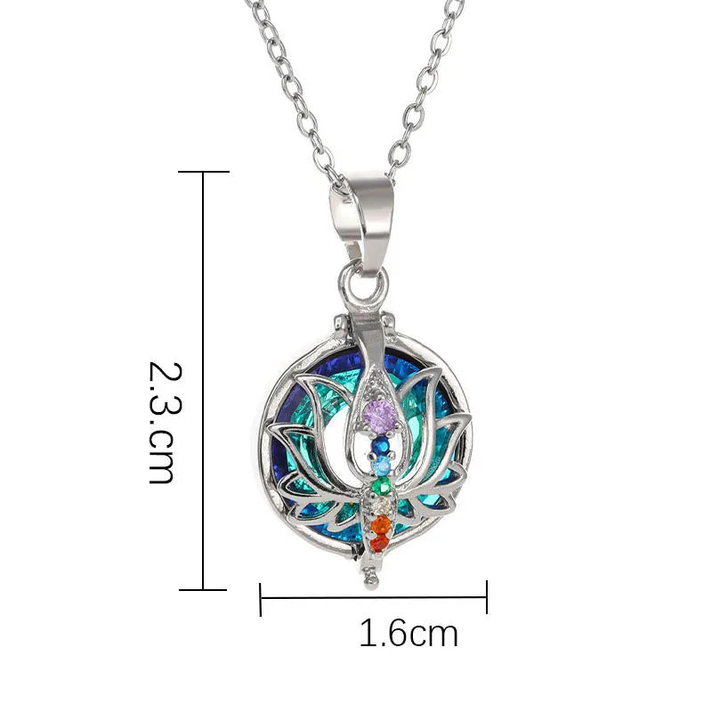 🌸 Elegant 7 Chakra Lotus Necklace: Healing Stone Pendant for Women – Energy Balance Yoga Jewelry & Meaningful Anniversary Gift