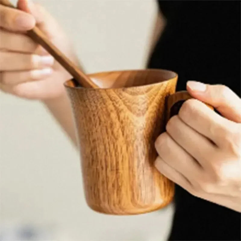 🍵 Japanese Jujube Wood Tea Cup – Elegant High-Heat Resistant Creative Wooden Cup for Tea, Coffee & Beer | Free Shipping