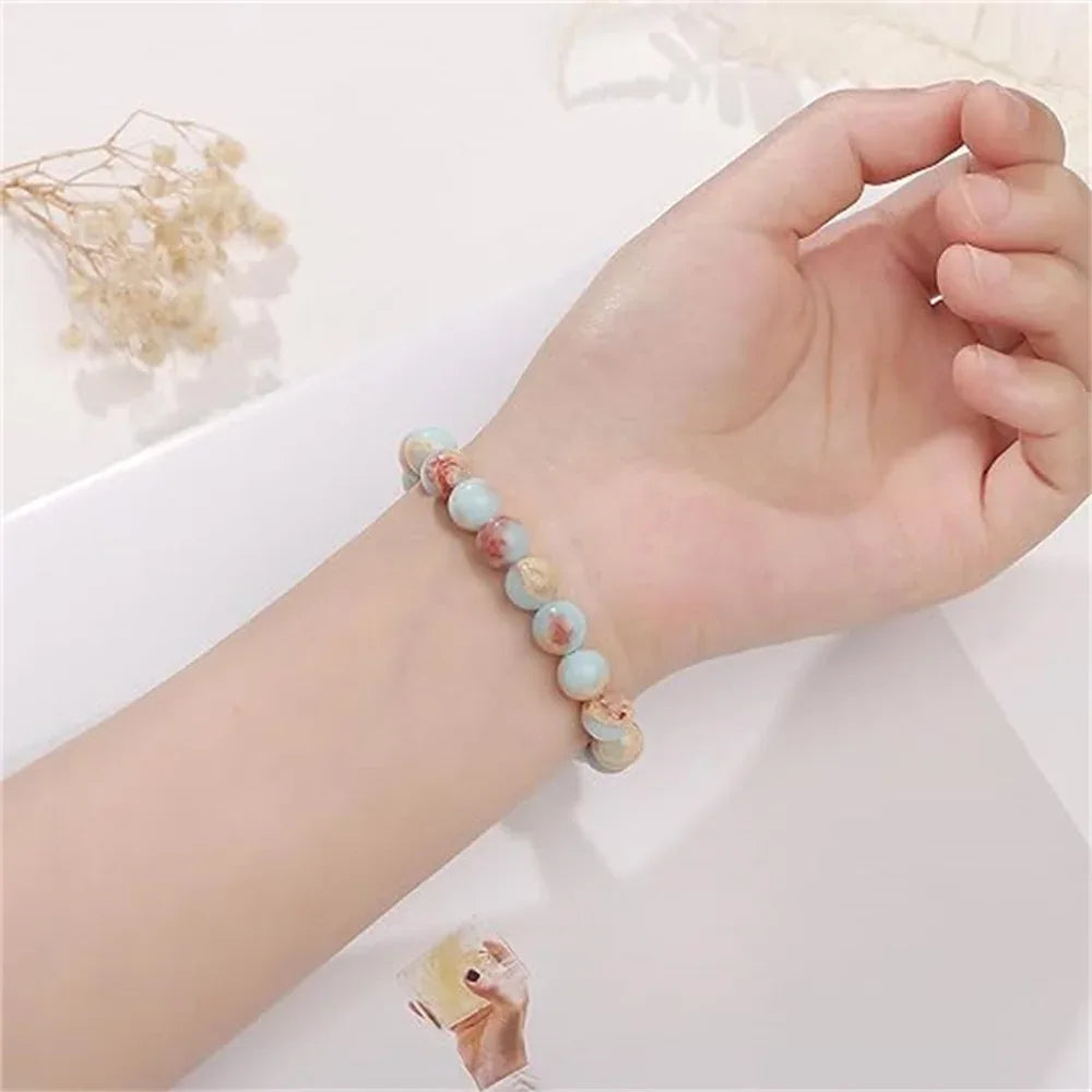 ✨ Pink Zebra Natural Stone Bracelet – Elegant Crystal Jewelry with Gift Card – Perfect Gift for Special Occasions