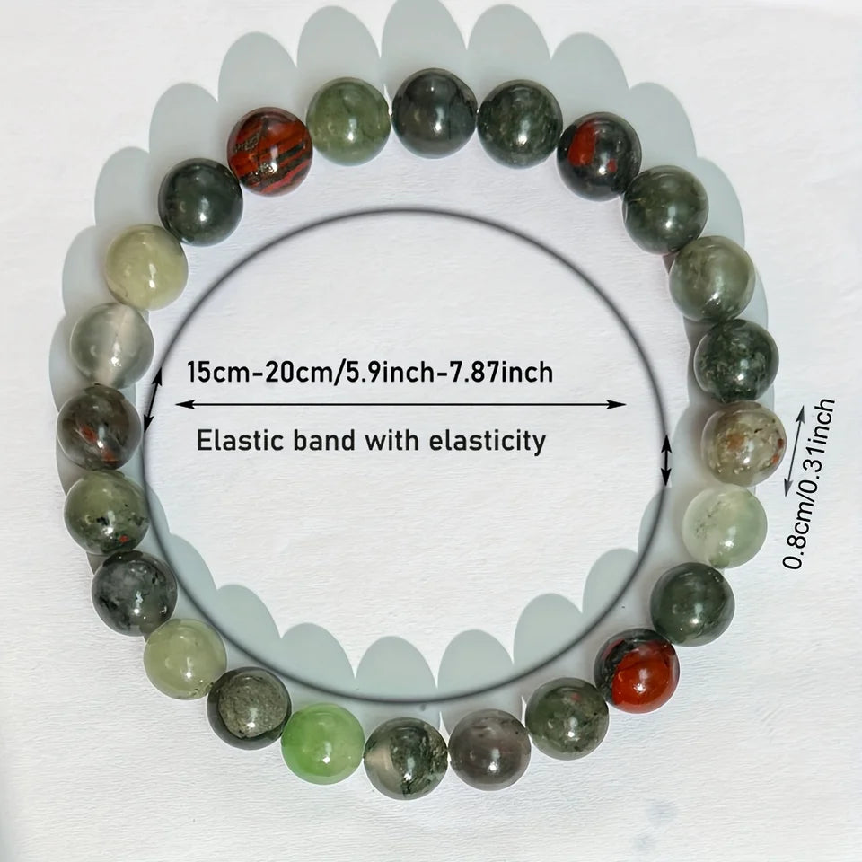 ✨ Bohemian Style Calm Mind Bracelet – African Blood Stone Crystal Jewelry for Men and Women – Daily Wear & Holiday Blessings