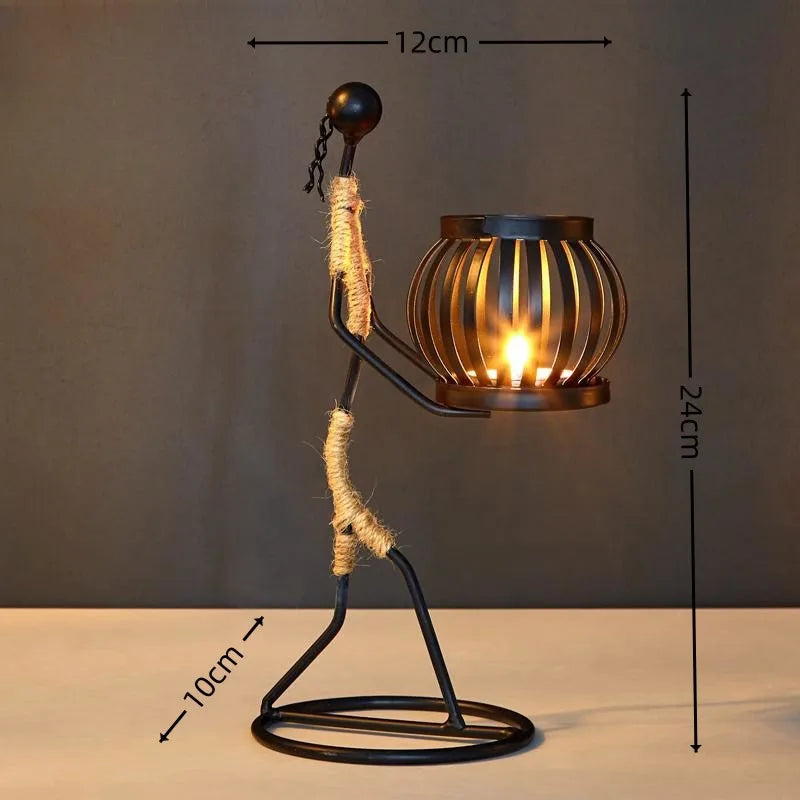 🕯️ Nordic Metal Candlestick – Abstract Character Sculpture Candle Holder | Handmade Figurines for Home Décor & Art Gifts | Free Shipping H