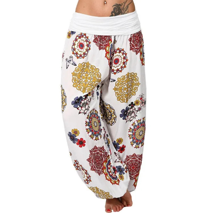 🌟 Summer Breeze Women's Floral Wide Leg Harem Pants – Elastic Waist Casual Boho Style