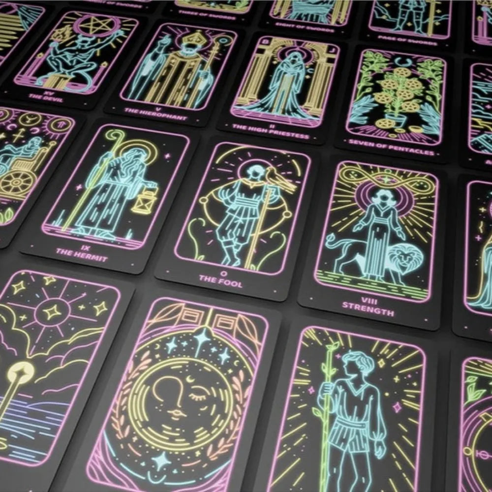⚡ Simple Modern Minimalist Neon-Inspired Tarot Deck – 78 Cards Rider-Waite System | For Beginners & Professionals