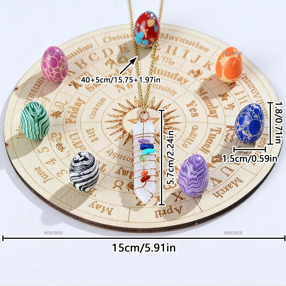 🔮 9pcs Crystal Pendulum Divination Set – Includes Decision Board & Gemstone Egg | Guidance Tool & Witchcraft Supplies | Free Shipping style c