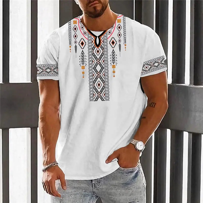 🌍 The Dashiki Street-Heritage T-Shirt: Premium Men’s Vintage Ethnic Tee – High-Definition Traditional Dashiki Print, Breathable Soft-Touch Cotton Blend, and Sophisticated Retro Streetwear Short-Sleeve H24091518084