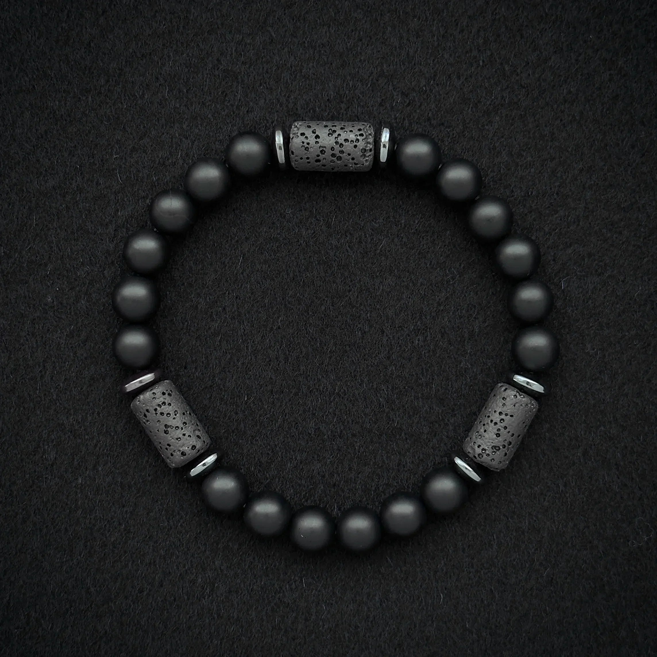 🖤 The "Modern Stealth" Bracelet: Matte Black Cylinder Stone Protection Band (Minimalist Series)