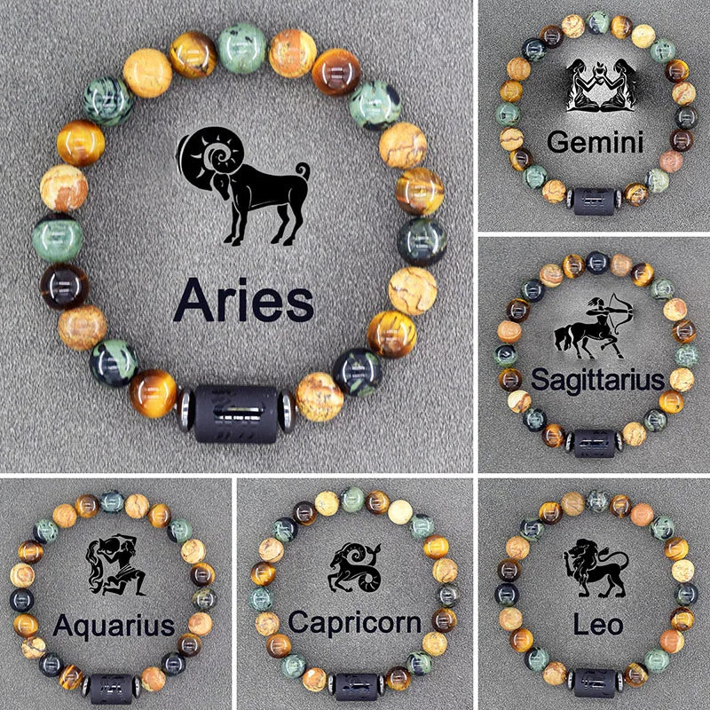 ✨ Zodiac Sign Bracelet Homme 12 Constellation Bangles – Adjustable Unisex Astrology Jewelry | Gemini, Virgo, Leo, Libra & More | Perfect Friendship Gift