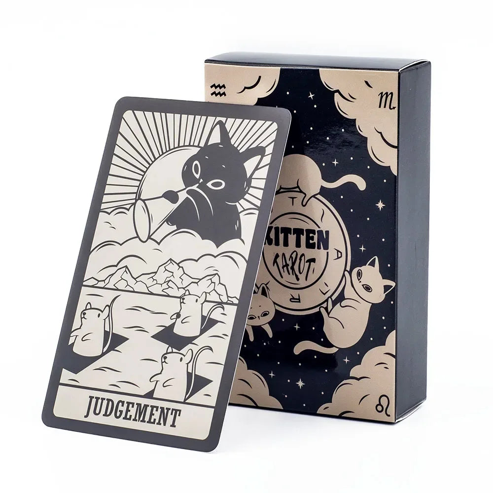 Kitten Tarot Oracle Cards – 78-Card English Deck for Fate Divination, Leisure Entertainment, and Family Gathering Board Games TK11K