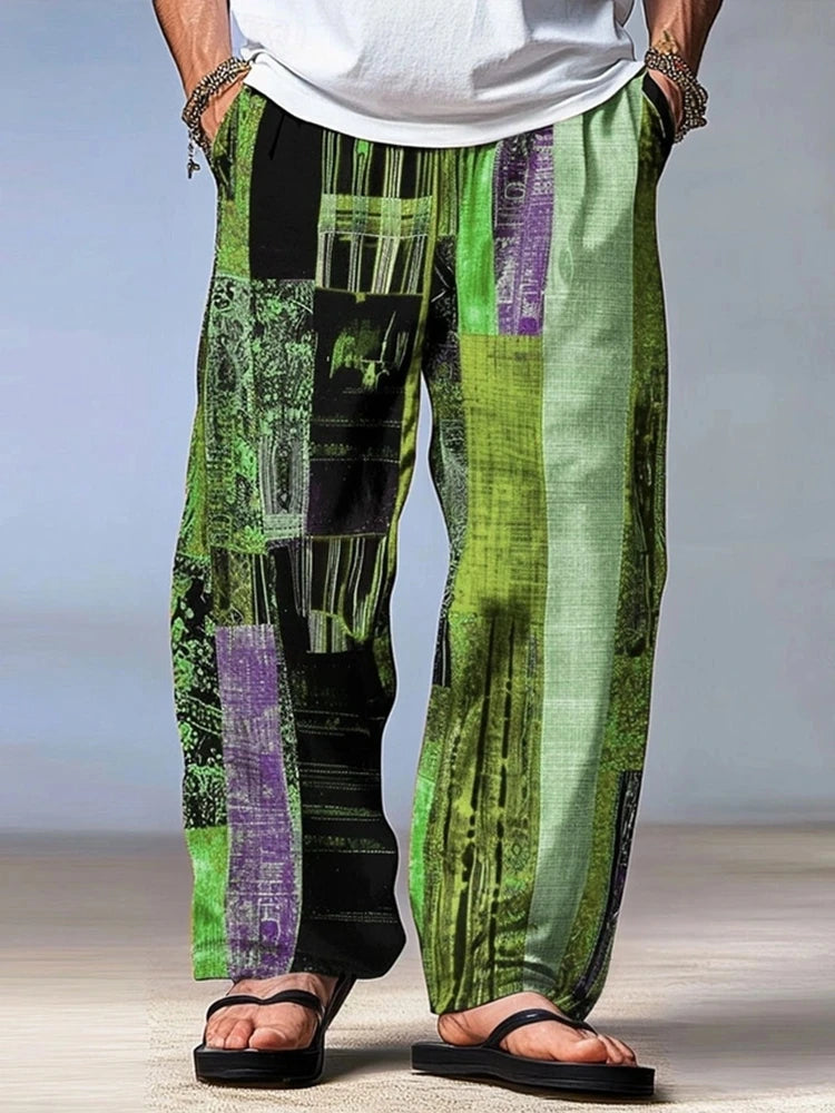 ✨ The Matrix-Vibe 3D Geometric Summer Beach Pants: Premium Quick-Dry Men's Casual Drawstring Trousers with Elastic Waist, Hyper-Realistic Optical Prints, and Full Family Sizing (Kids to Adult 5XL)