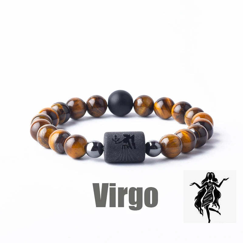 ✨ Zodiac Sign Bracelet Homme 12 Constellation Bangles – Adjustable Unisex Astrology Jewelry | Gemini, Virgo, Leo, Libra & More | Perfect Friendship Gift 14 8mm Beads