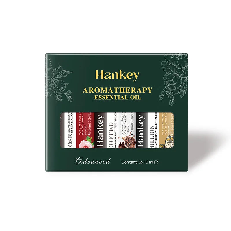 🌿 10ml Essential Oil Aromatherapy Gift Box – Water-Soluble Natural Oils for Diffuser and Humidifier with Lavender, Rose, Eucalyptus, White Peach, and Oolong﻿ 3PCS