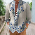 🎨 The Harajuku Multi-Dimension: Premium Men’s 3D Floral & Color-Block Long-Sleeve Shirt – High-Definition Digital Print, Avant-Garde Geometric Design, and Sophisticated Urban-Fit Streetwear Button-Down JZ421