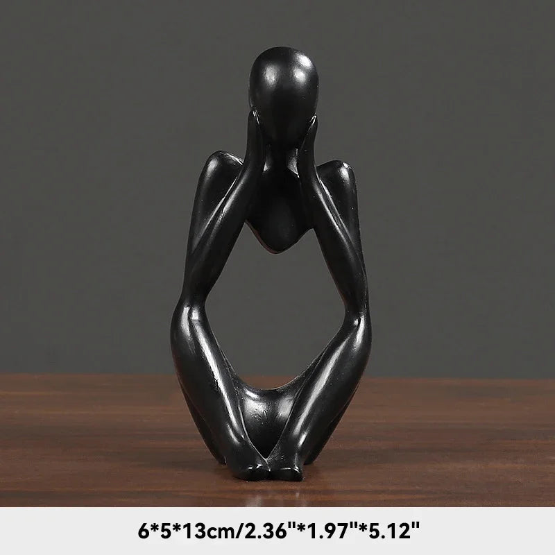 🧘‍♂️ Sand Color The Thinker Abstract Statue – Nordic Style Yoga Figurine for Living Room & Desk Decoration | Maison Home Décor | Free Shipping Black 3