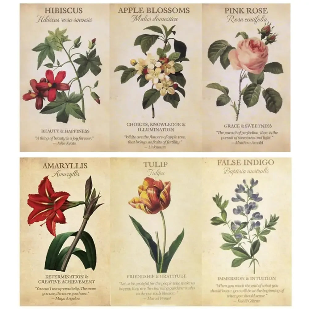 Botanical Inspiration Oracle Cards – 45-Card English Deck with PDF Guidebook for Personal Use & Board Games