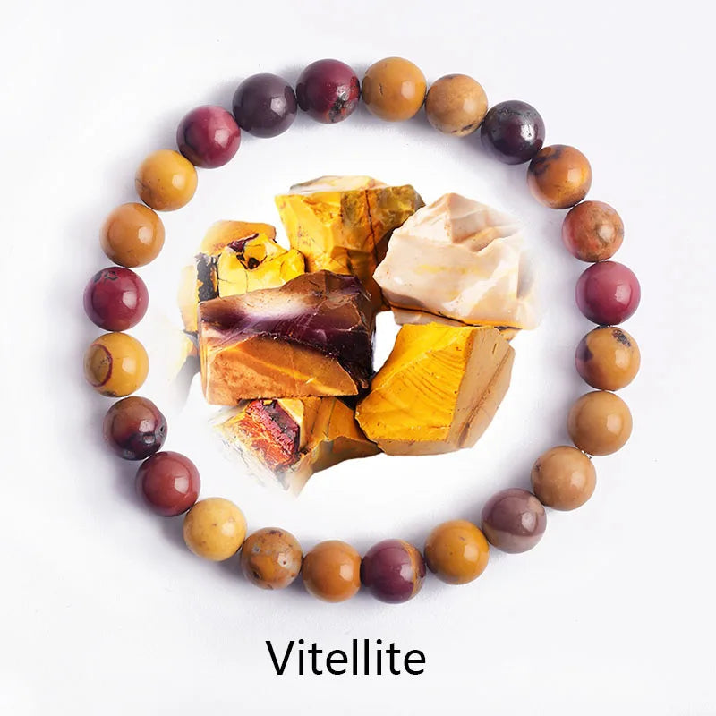 ✨ Natural Stone Protection Bracelet – Dragon Blood Beads, Quartz & Onyx Stretch Jewelry for Men & Women – Healing Reiki & Yoga Energy Bracelet 13 Vitellite