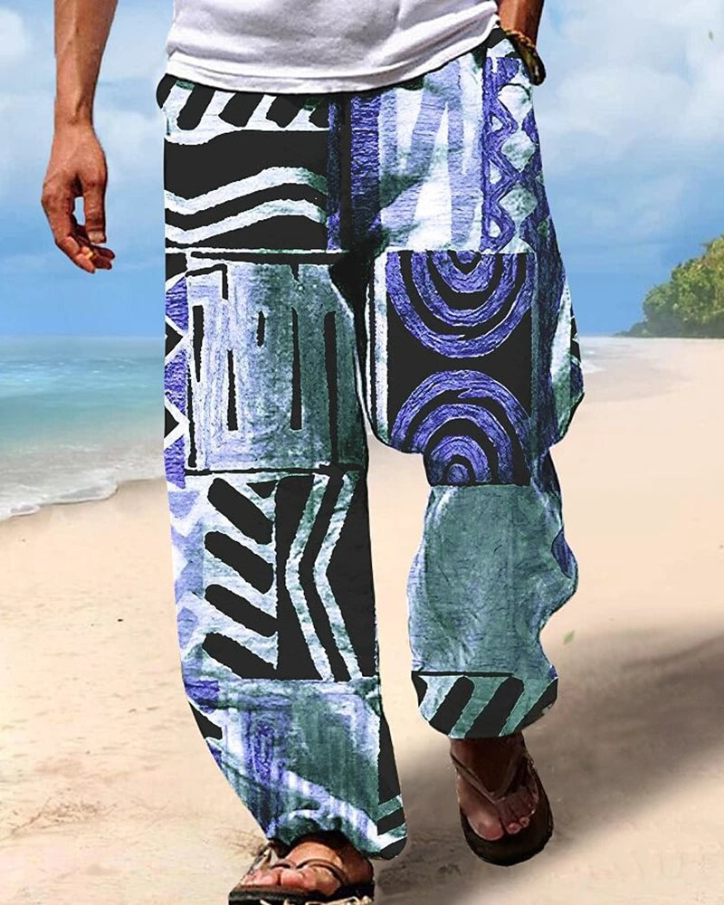 ✨ The Bohemian Nomad 3D Masterpiece: Premium Men's Loose-Fit Ethnic Print Pants – Hyper-Realistic Tribal Graphics, Breathable Quick-Dry Fabric, and Ultimate Beach-to-Street Versatility D16P202552114231