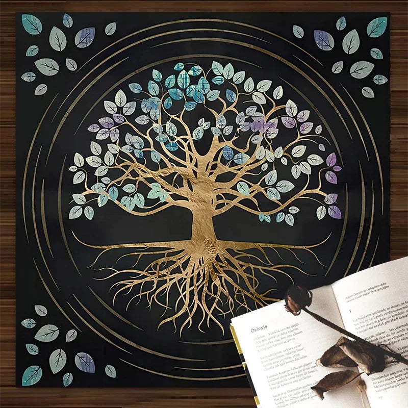 🌳 Tree of Life Tarot Card Tablecloth | Pagan Altar Cloth for Witchcraft, Astrology & Oracle – Home Decor and Pendulum Mat