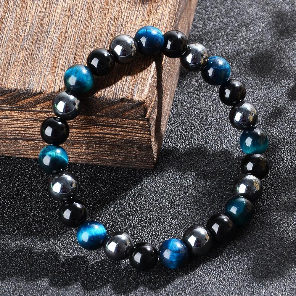 🛡️ The "Azure Guardian" Triple Protection Bracelet: Blue Malachite, Obsidian & Hematite Shield